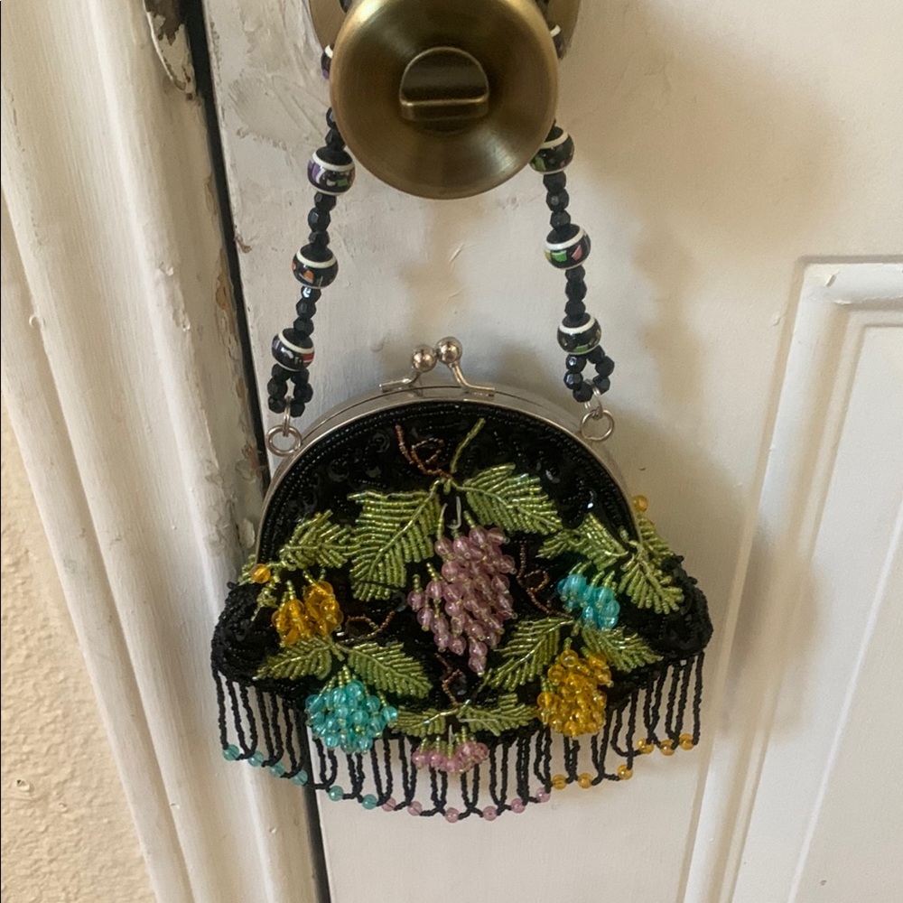 Vintage Beaded Black Handbag